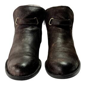 Born Booties Womens 8.5M Jem Dark Brown Distressed Oiled Suede Leather